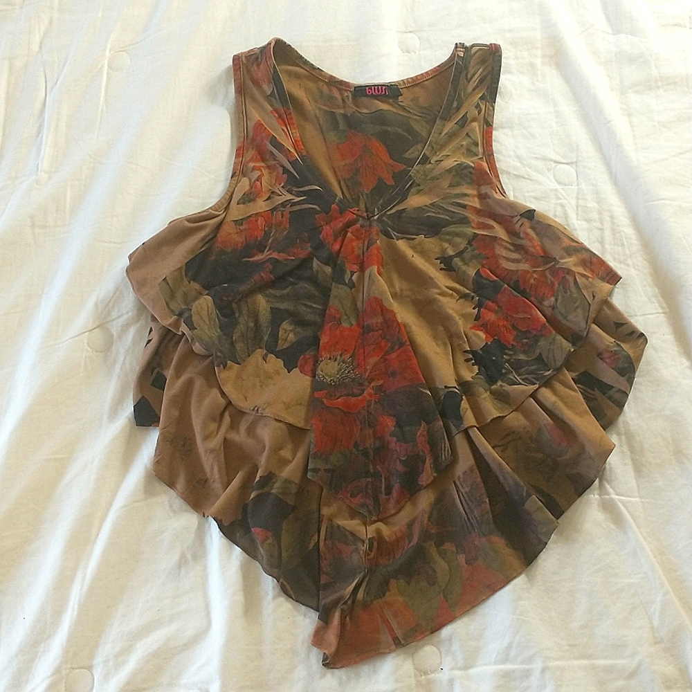 Large tan floral crop top